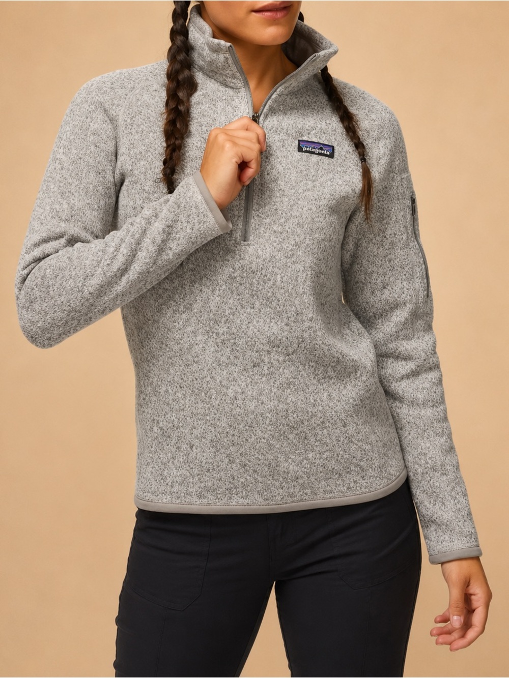 Patagonia Light Gray Heather Quarter-Zip Fleece Pullover- Like new condition ✨❤️
